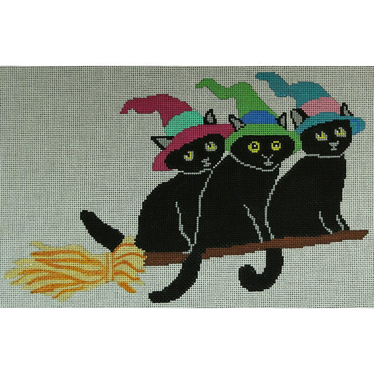 3 Cats on Broom
