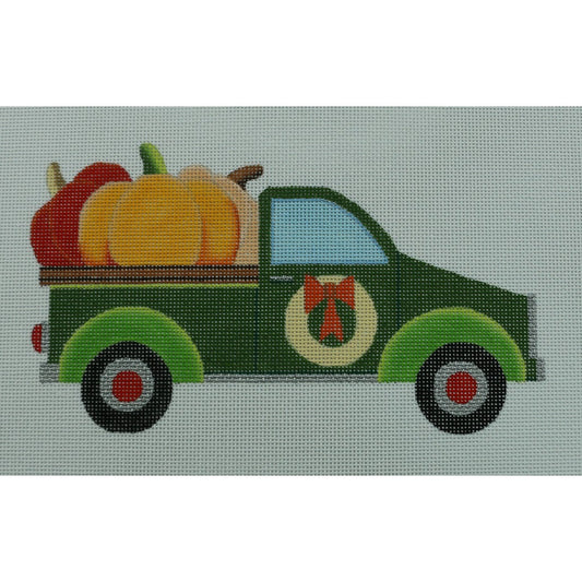 Green Truck with Pumpkins