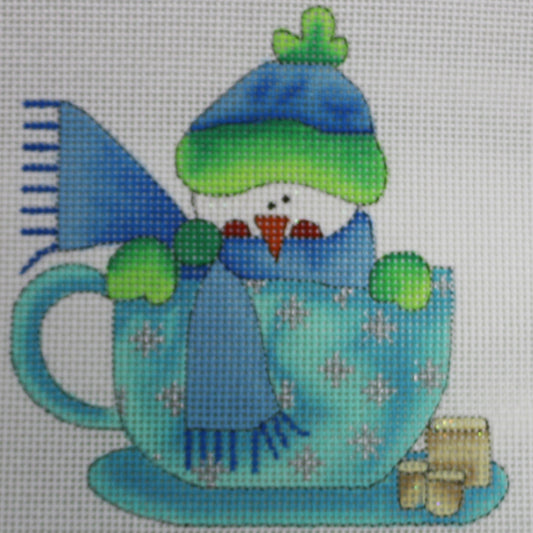 Snowman in Aqua Teacup
