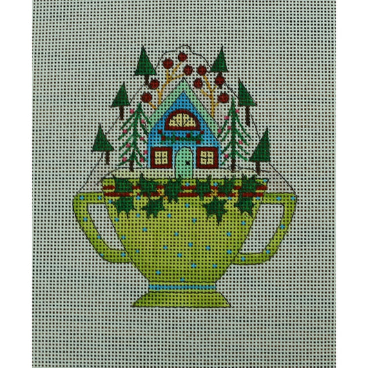 Teacup with Blue House