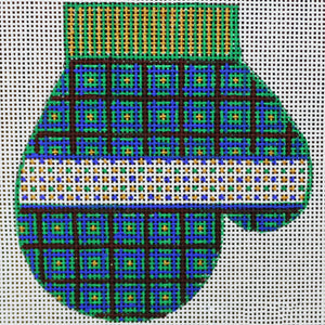 Green/Gold Plaid Mitten