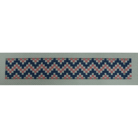 Blue & Coral Bargello Key Fob