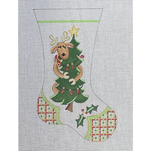 Reindeer Hugging Tree Mini Sock