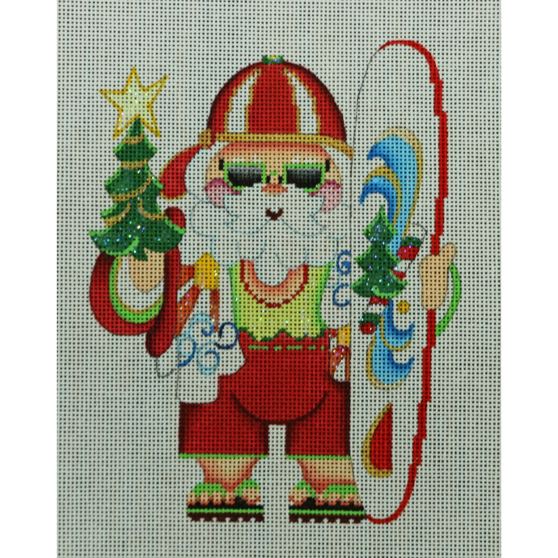 Squatty Santa with Surfboard
