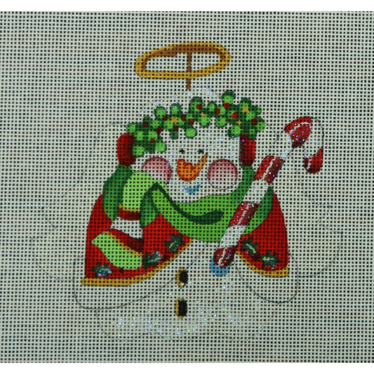 Angel Snowman with Candy Cane