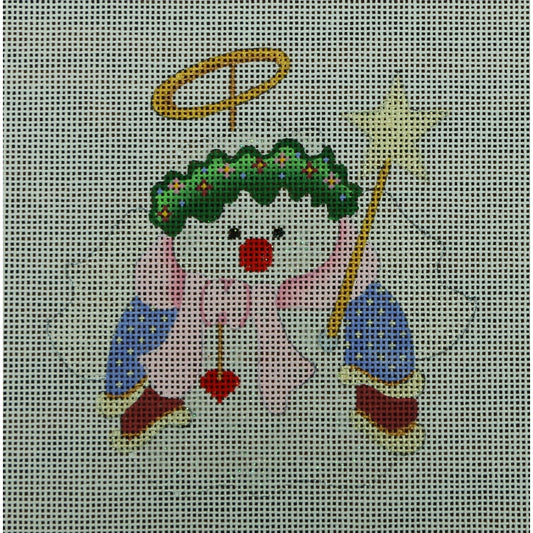 Angel Snowman with Pink Scarf