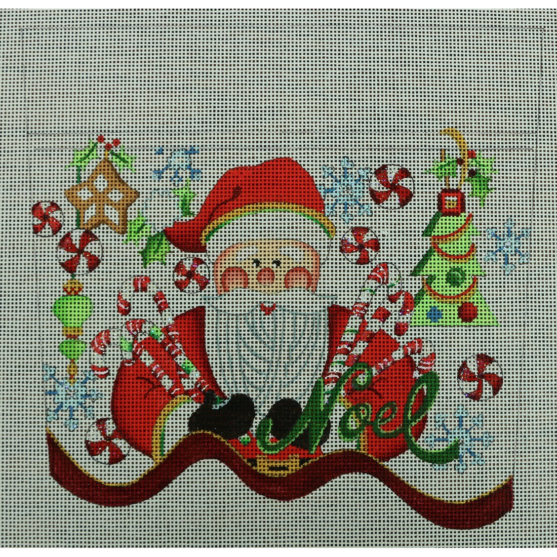Santa with Candy Canes Cuff, 13 mesh