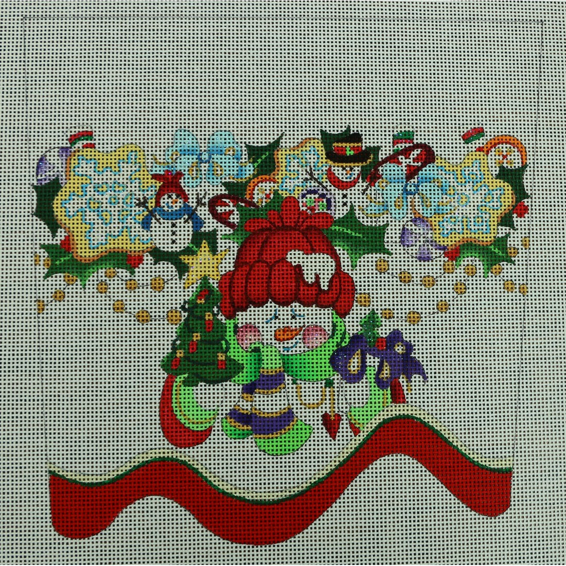 Snowman with Tree & Garland, 13 mesh