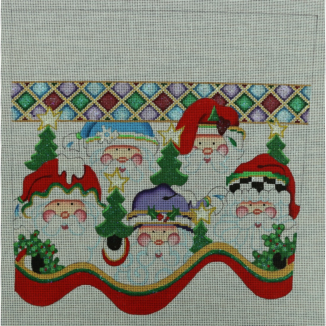 Group of Santas Cuff, 18 mesh