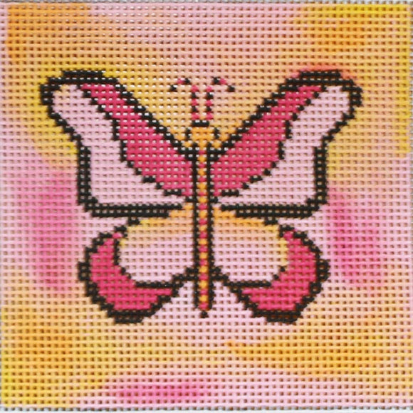 Pink Butterfly on Orange