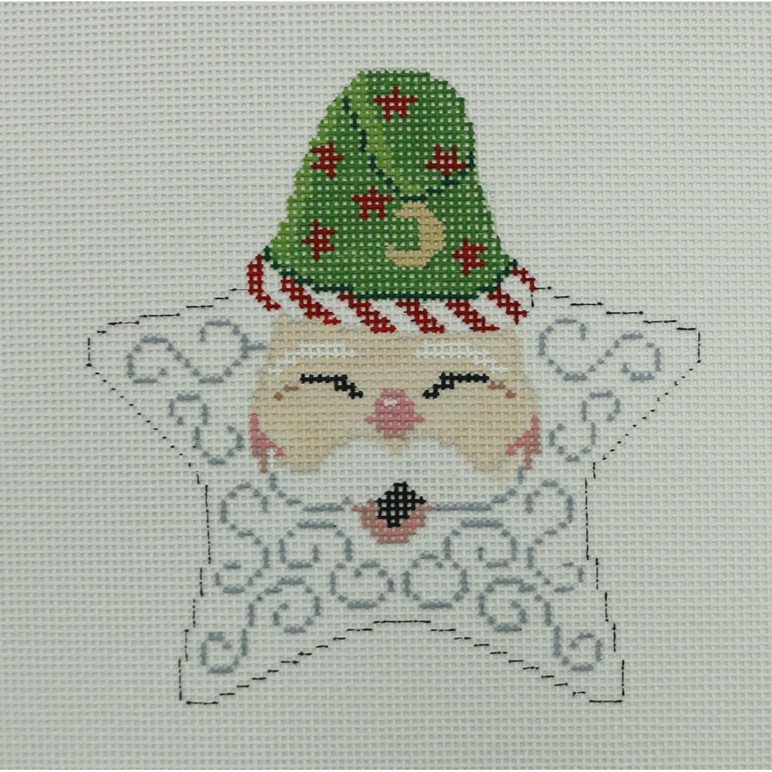 Swirl Beard Santa Face in Star
