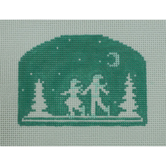 Figure Skaters Silhouette, Mint Green
