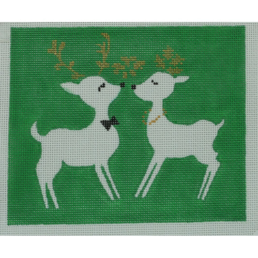 Green Kissing Reindeer