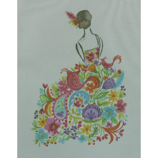Lady with Pink Flowers
