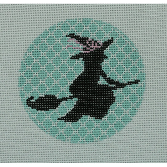 Witch Silhouette on Aqua