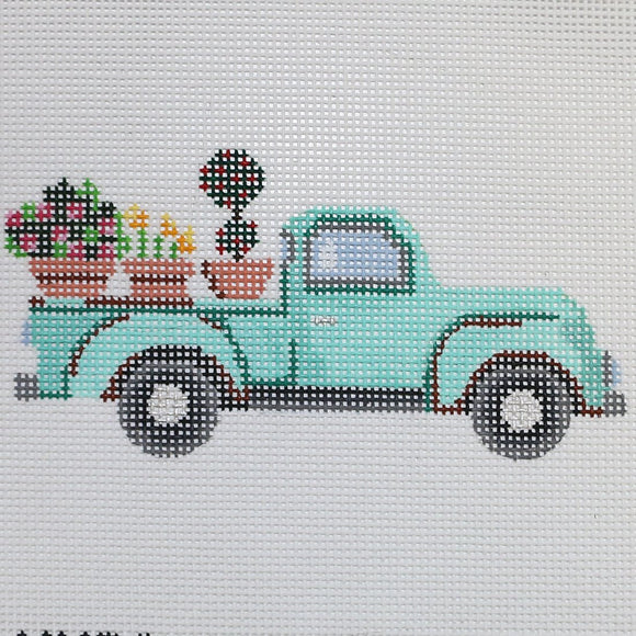 Teal Truck with Plants