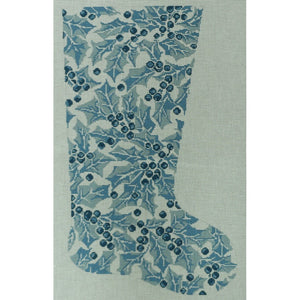 Blue Holly Stocking, 14 mesh