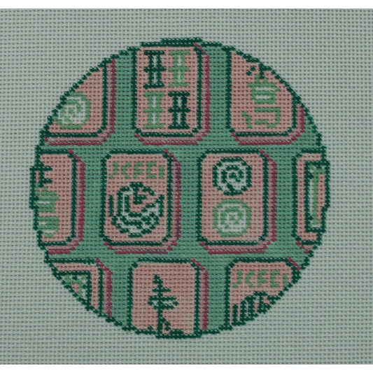 Mahjong Tiles, Pink & Green