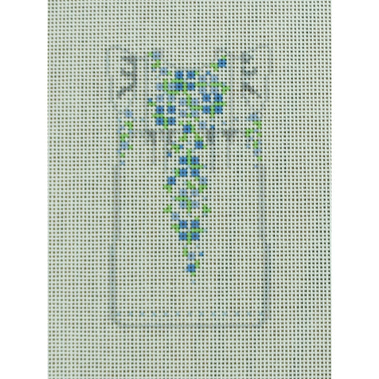 White/Blue Embroidered Dress