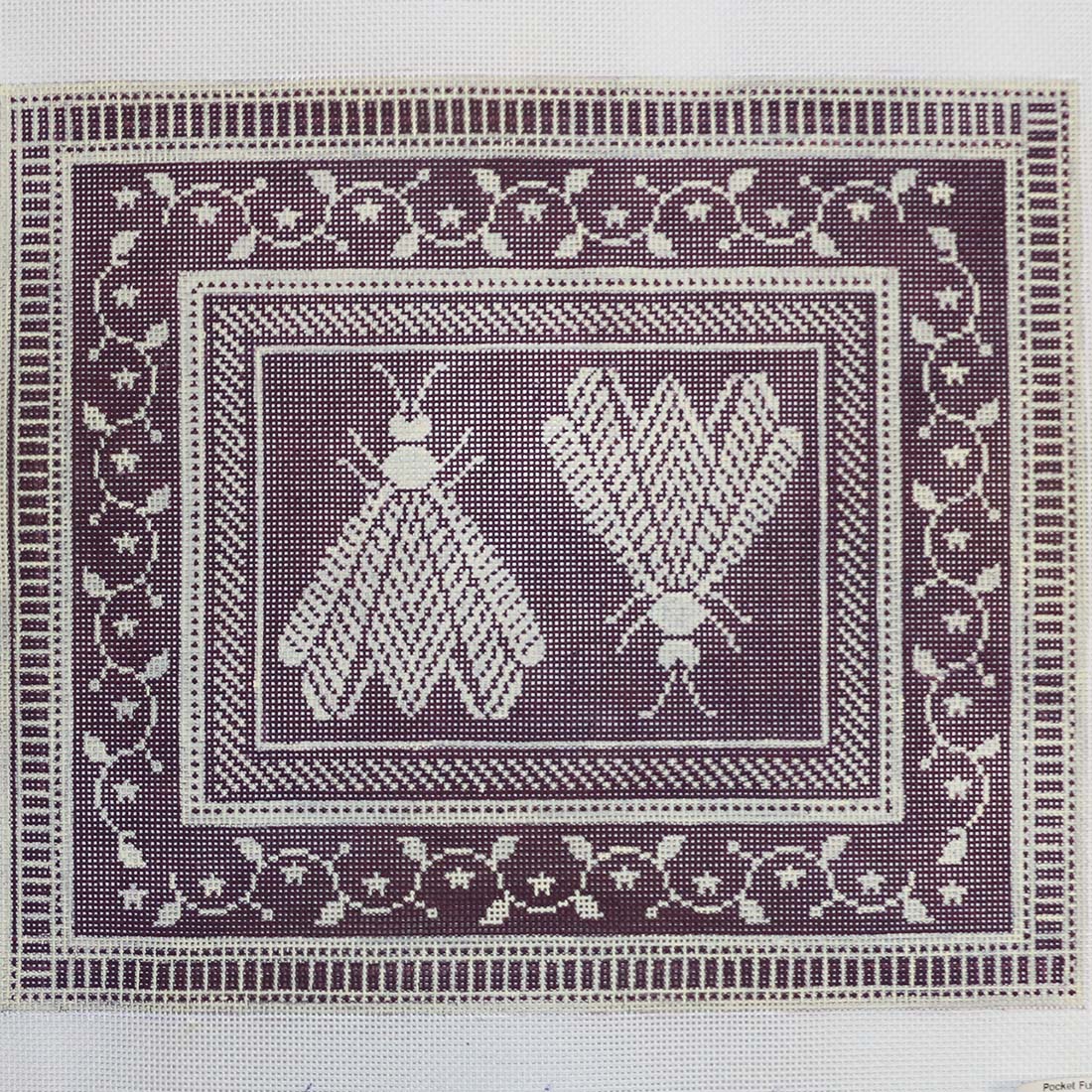 Two Bees on Plum & Cream