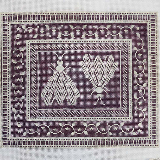 Two Bees on Plum & Cream