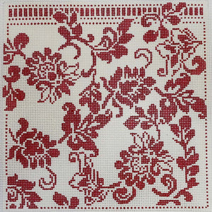 Cream with Red Floral