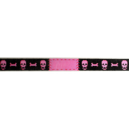 Pink Skulls on Black Dog Collar