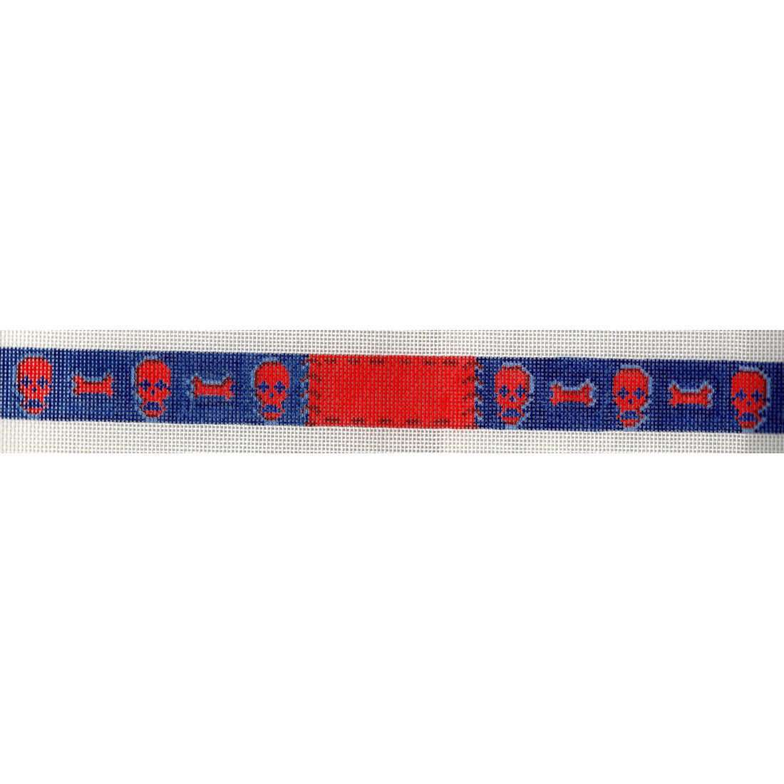 Red Skulls on Blue Dog Collar