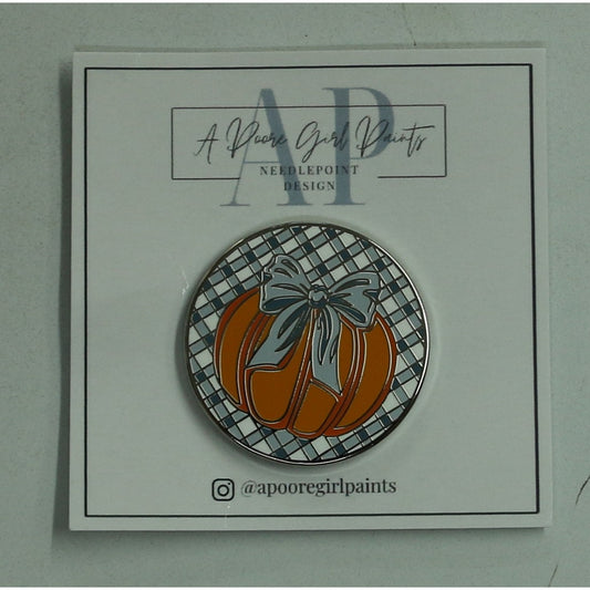 Pumpkin on Gingham Needle Minder