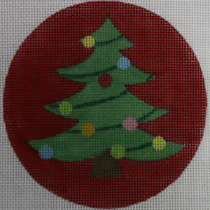 Christmas Tree on Red Round