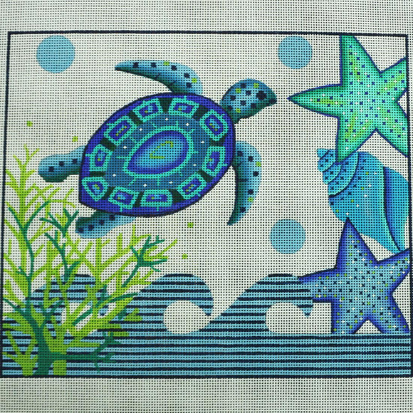 Blue Sea Turtle & Shells