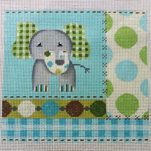 Elephant on Blue & Lime