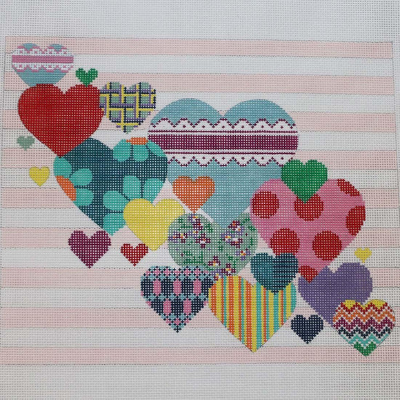 Hearts Collage w/ Stripes