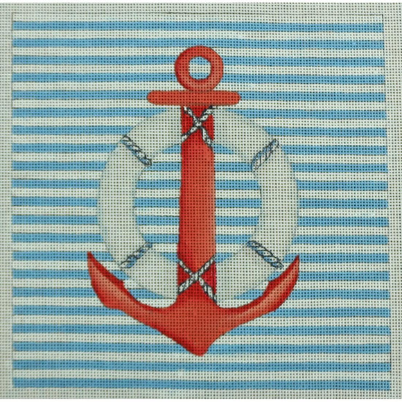 Anchor on Blue Stripes
