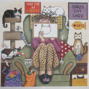 Girl Stitching Cat Lady