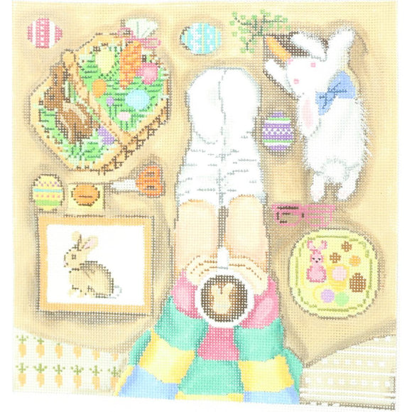 Easter Stitching Girl
