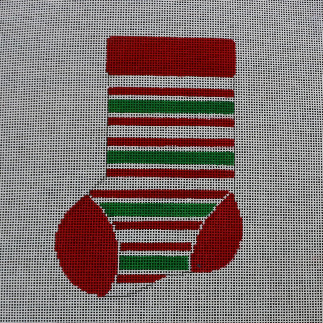 Red/White/ Green Stripe Mini Sock