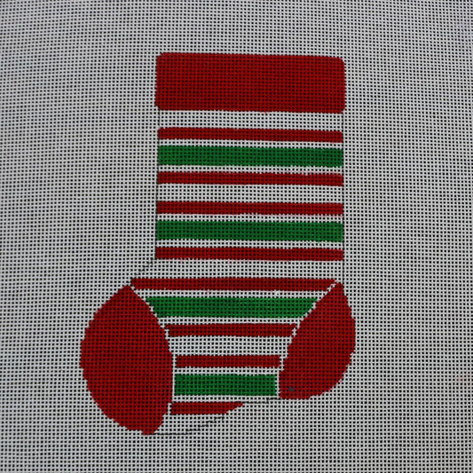 Red/White/ Green Stripe Mini Sock