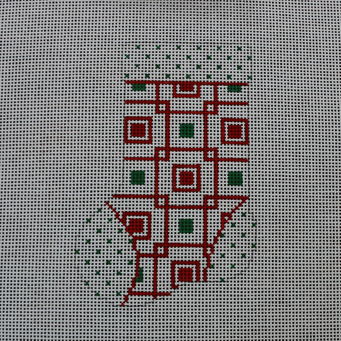 Green Square/Red Line Mini Sock