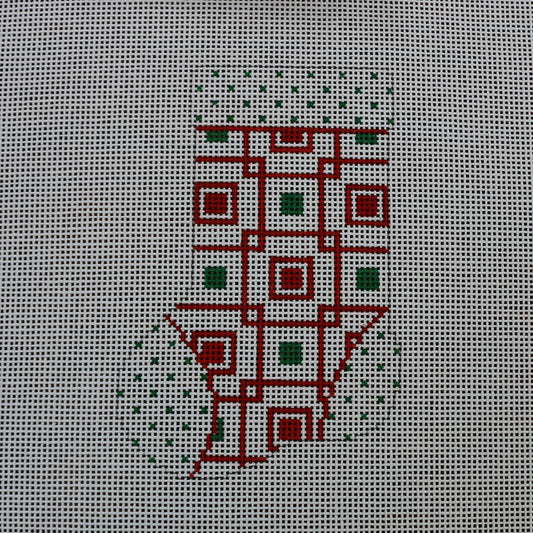 Green Square/Red Line Mini Sock