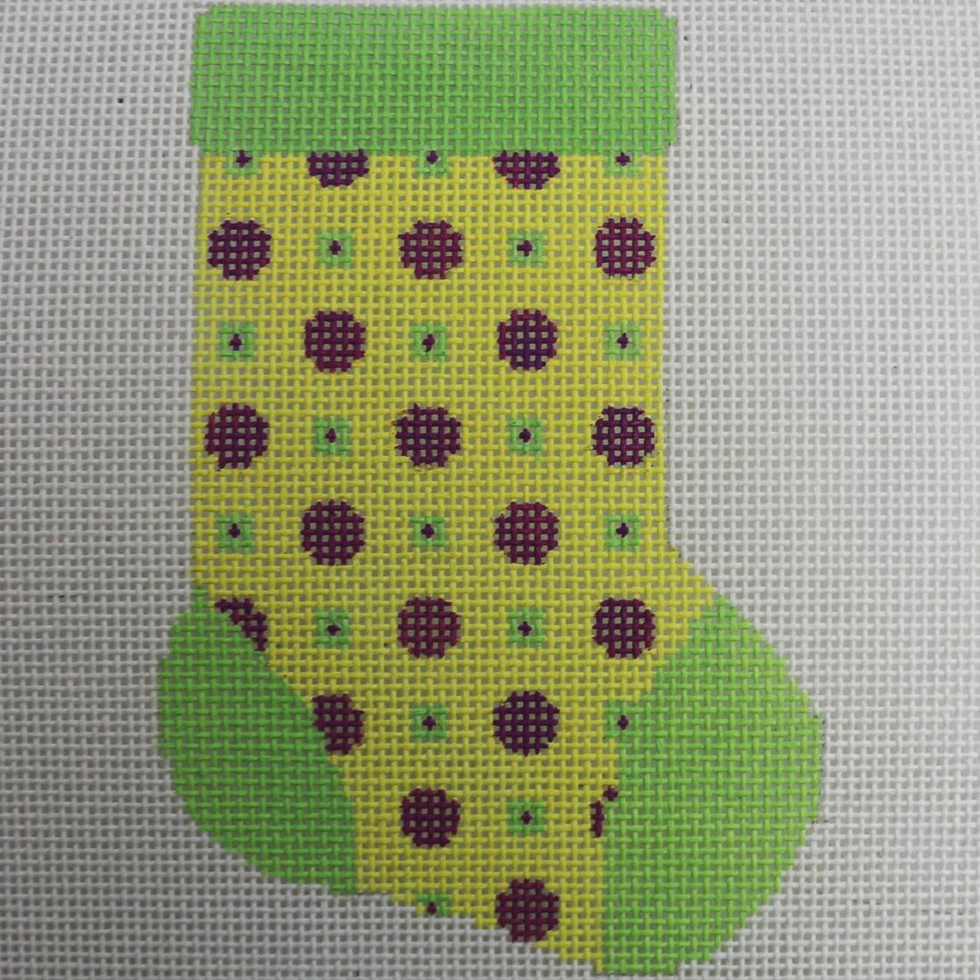 Pink Dot on Yellow Mini Sock