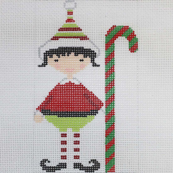 Elf w/ Red/Green Candy Cane