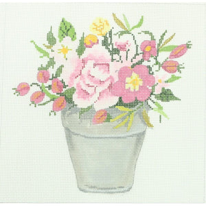 Pink Flowers in Pail
