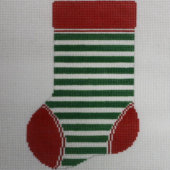 Green/White Striped Mini Sock