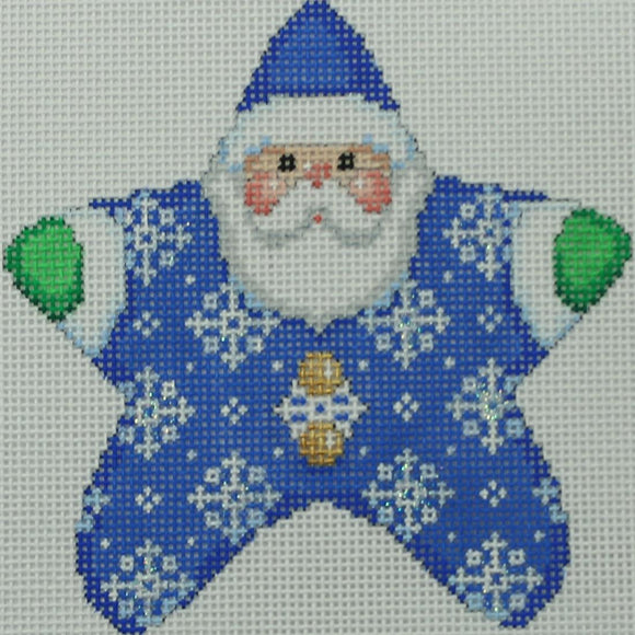 Snowflakes on Blue PJ Santa