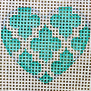 Quatrefoil Heart in Aqua