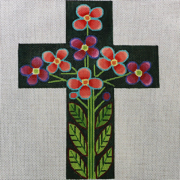Stylized Flowers Large Cross