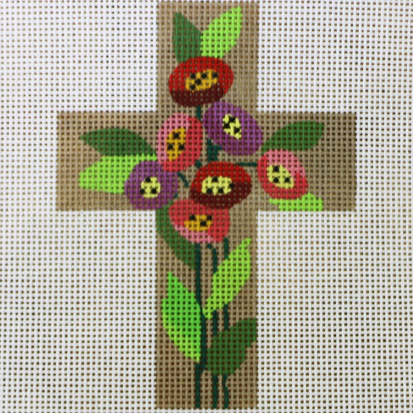 Brown Cross with Flowers