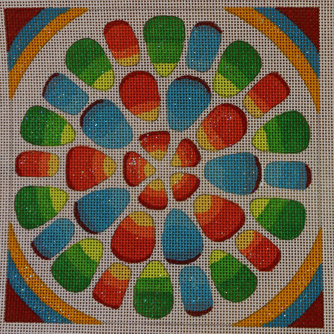 Aqua, Coral, Yellow Geometric