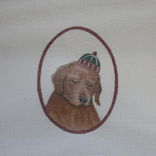 Golden with Green/Red Hat